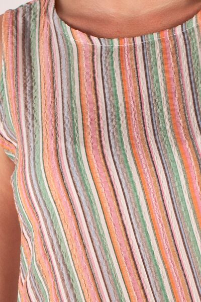 armonika Women's Orange-White Patterned Sleeveless Skirt Ruffled Dress Arm-22K001142