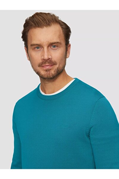 s.Oliver Pulover bărbătesc cu guler rotund, turcoaz