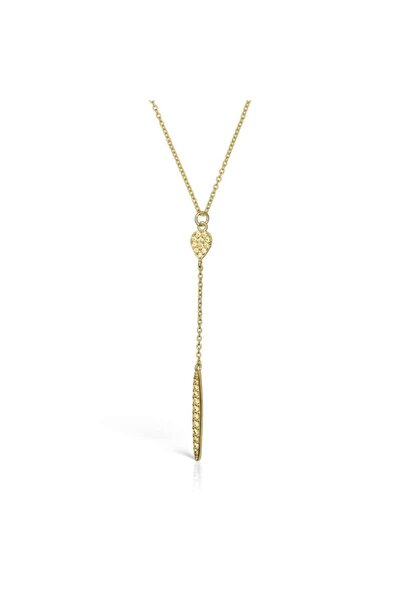 Hinari Colier Lariat din argint 925 placat cu aur de 18k, cu inimă din cer