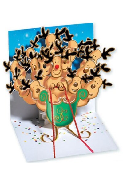 PopShots Felicitare 3D Renii lui Mos Craciun