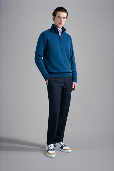 PAUL&SHARK MEN'S ZIPPED PULLOVER C.WWOOL