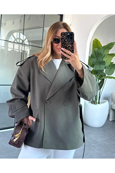 My Blog Haki Jade Kısa Trenç - 9609