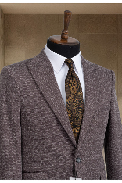 Sergio Ferraro Antrasit Dokulu İtalyan Stil Slim Fit Erkek Blazer Ceket