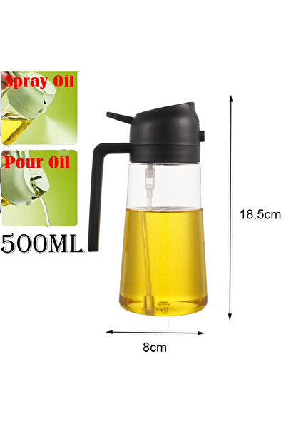 Choice زجاجة رذاذ 2 في 1 سوداء سعة 500 مل، موزع زيت زيتون للقلي في المطبخ، لل...