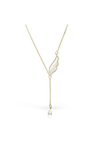 Hinari Colier din argint 925 placat cu aur cu aripi de înger