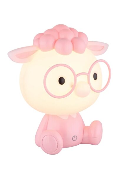 Globo Lighting Veioză LED în formă de oaie, 1W, 32 lm, lumină caldă (3000K), IP20, variator tactil, roz mat/alb