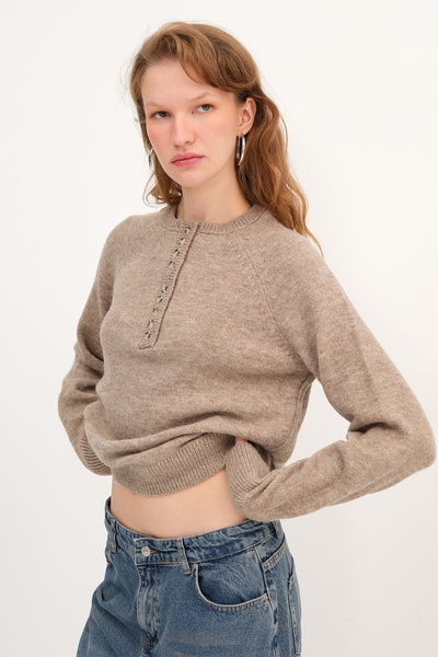 Addax Bisiklet Yaka Düğmeli Triko Kazak K241246