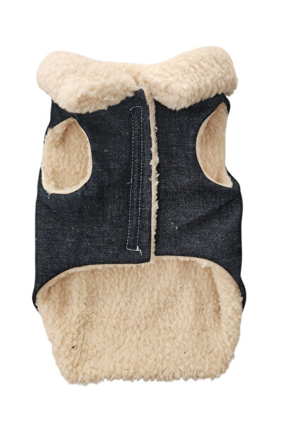 atelyu سترة جينز للقطط والكلاب مبطنة بالفليس الناعم