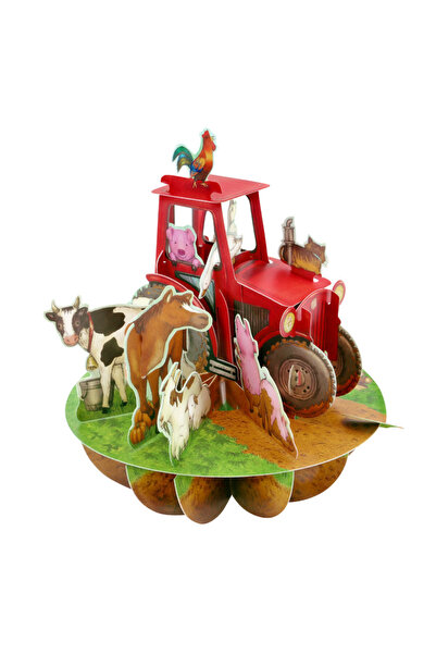 Santoro Felicitare 3D Pirouettes Tractor si ferma animalelor