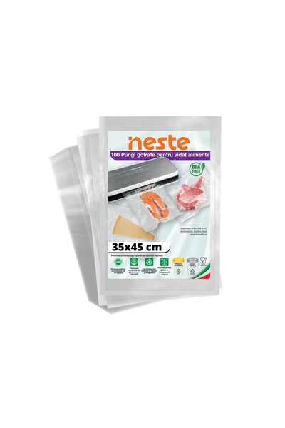 Neste Set 100 Pungi Gofrate Neste® Professional pentru vidare alimente, 35x45 cm