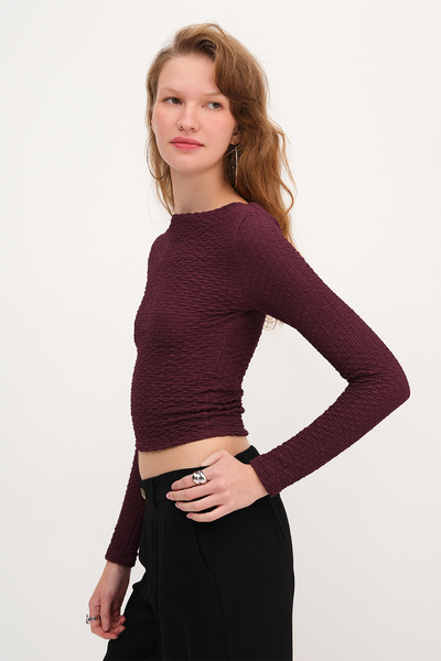 Addax Μπλούζα με υφή με μακριά μανίκια B0597