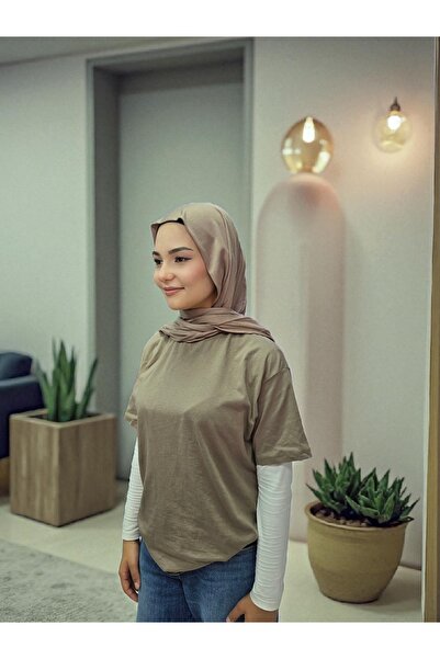 Nöşre Design شال من القطن الممشط باللون البني الحليبي