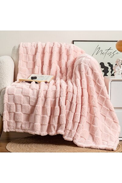 VisLarsc Patura pufoasa pentru pat dublu, VisLarsc, Microfibra, 200x230cm, Roz