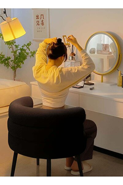 Taimi Elegant Design Boucle Chair, Bedroom, Boucle Chair for Living Room and Office - Black ,74x62x70cm