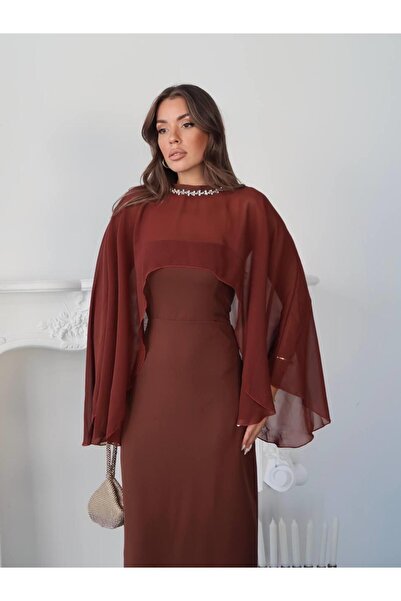 conconmoda Alesta Tül Detaylı Tasarım Uzun Elbise