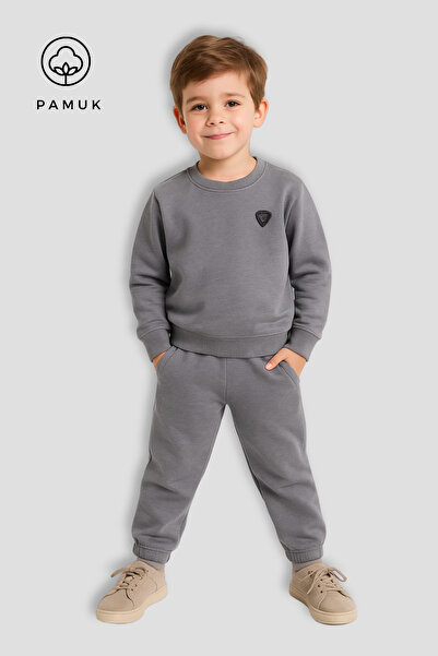 HK HOPKİDS Момчешки комплект от блуза и панталони от двуслоен плат с бродерия