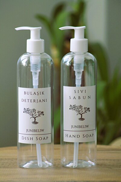 junibeliw 2 li set Şeffaf Plastik Şişe Bulaşık Deterjanlık Sıvı Sabunluk 2X40...