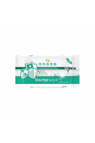 DOCTOR WIPES Bathroom – Servetele umede antibacteriene suprafete 25cmx22cm, 4...
