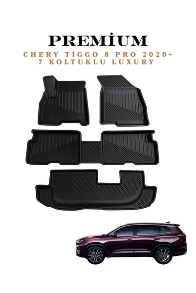 Black Gold Chery Tiggo 8 Pro 2020+ Havuzlu 3D Oto Paspas 7 Koltuklu Luxury Pr...