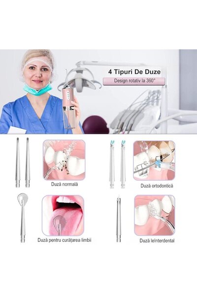 OEM Electric Water Flosser Cordless with 3 Modes and 4 Jet Tips