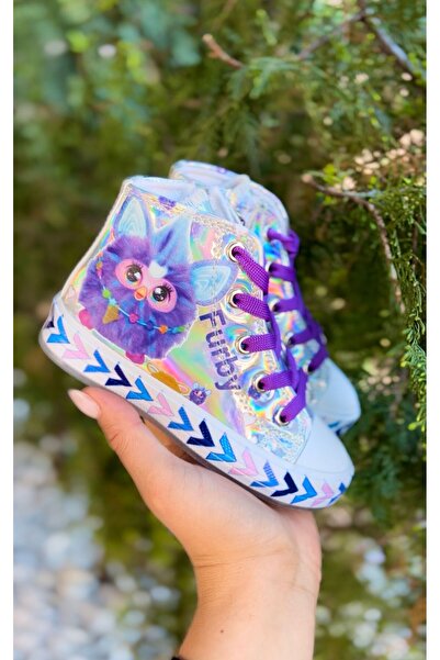 PARLAVERA Girl's Helogram Furby Printed High-Top Sneakers (Side Zipper)