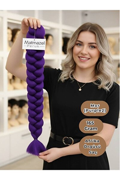165 Gramlık Afrika Örgüsü Saç Fiber Sentetik Mor-Purple2