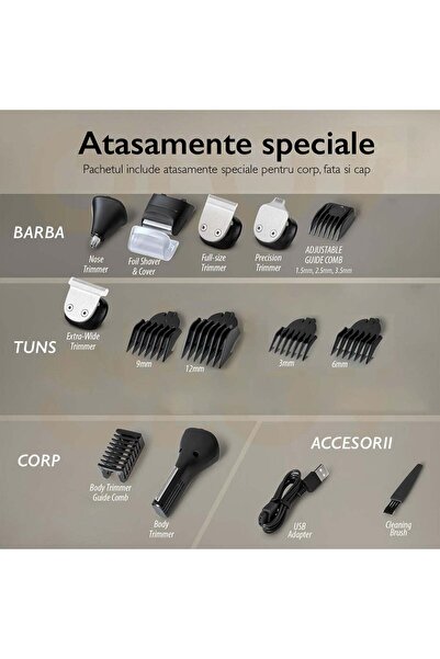 FadeBlade Masina Tuns /Ras Groom Pro, Lame Inox, Profesional, Fara Fir, Acumulator, IPX7, Argintiu