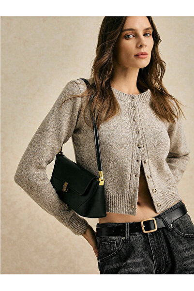 Samin سترة نسائية أساسية محبوكة بأزرار