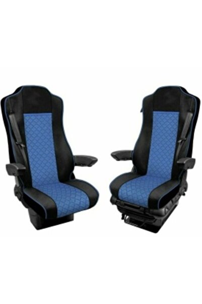 DELUXETUNING Set huse scaune camion compatibile cu Mercedes Actros MP 4 MP 5 2011->, negru și albastru ecologic