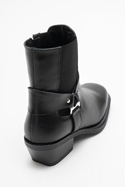 Dericlub Women's Short Heel Western Boots Genuine Leather Rg 3523 Black