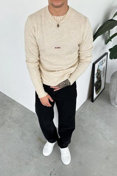 HAFKAGİYİM Крем Силенсър Бродерия Мек Релаксиращ Пуловер