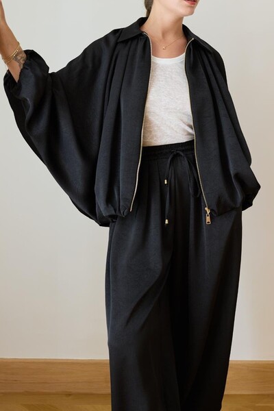 Suziş Jachetă bomber din satin cu fermoar 9584