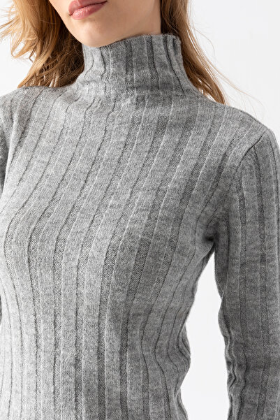 Cebe Knitwear Ribbed Badi - Comfortable Regular Fit Ribbed Knitwear Sweater - Women's Basic Turtleneck Knitwear Sweater