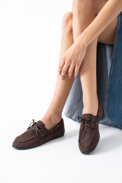 DUXAL SHOES Juno Kadın Süet Bağcıklı Mokasen Ayakkabı Casual Babet
