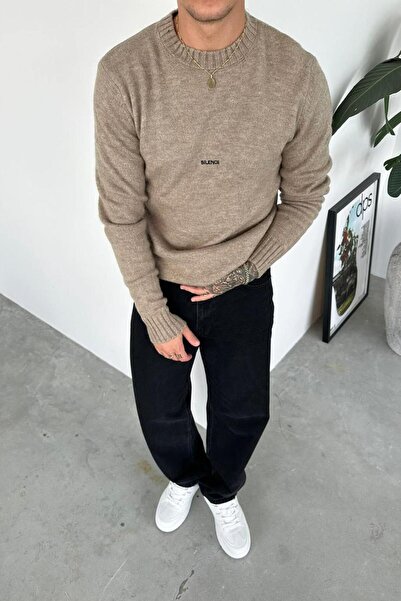 HAFKAGİYİM Pulover Taba Sılence cu broderie moale și relaxată