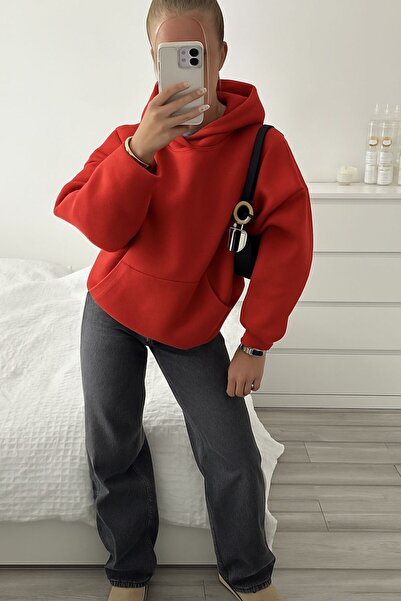 E-ROMA سترة رياضية بقلنسوة للجنسين مصنوعة من القطن الممشط بثلاث خيوط