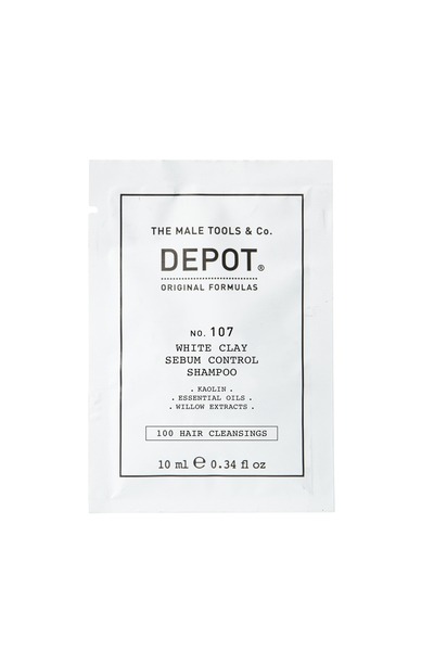 DEPOT , 100 Hair Cleansing No. 107, Kaolin, Hair Shampoo, For Regulation Of Excessive Sebum, 10 ml