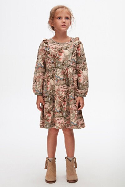 HAUSEkids 4-8 Years Old Rana Premium Flowers Girl's Dress-Powder