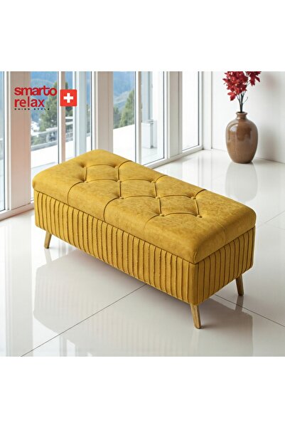 Smarto relax Appenzell Kapitone Sandıklı Puf – Babyface, 110x40x45 cm, Ahşap ...