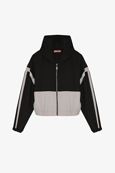 Quzu سترة ماتشلي بغطاء للرأس باللون الأسود