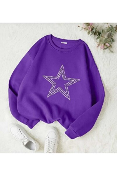 blackbonds Unisex Star Stroke Taş Baskılı Sweatshirt