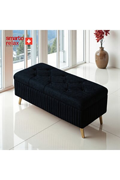 Smarto relax Appenzell Kapitone Sandıklı Puf – Babyface, 100x40x45 cm, Ahşap ...