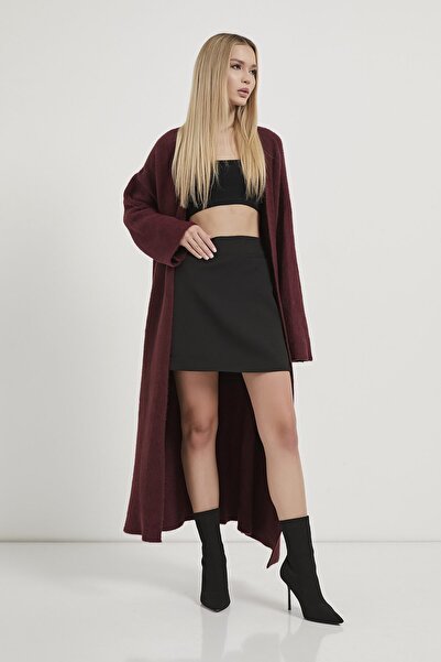 Arma Life Women's Basic Premium Daily Burgundy Long Knit Cardigan