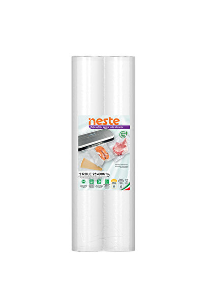 Neste Embossed Rolls for Vacuum Food Sealing, Neste® Professional, Set 2x6 m, BPA Free, 25 cm wide