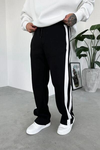 HAFKAGİYİM Μαύρη φόρμα με λεπτομέρεια με ρίγες και ανάγλυφο σχέδιο