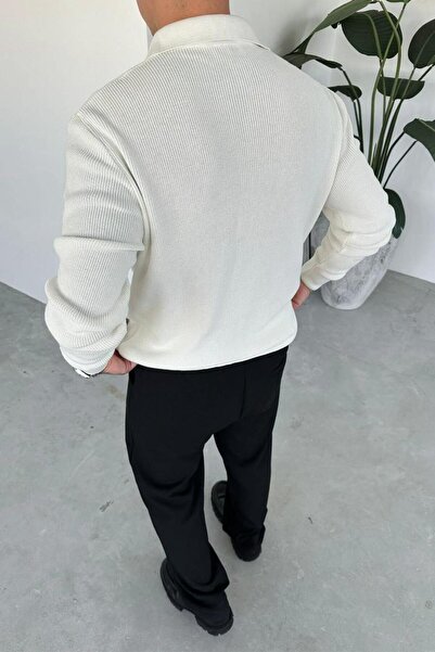 HAFKAGİYİM Ecru Half-Zip Relaxed Knit Sweater