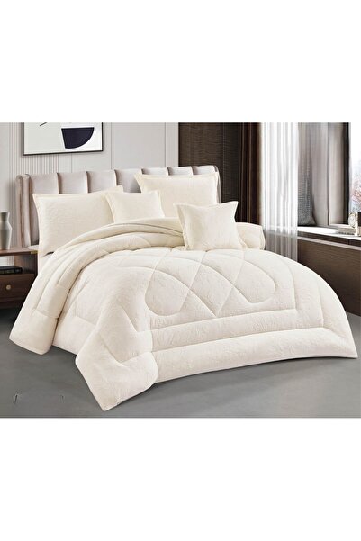 Roshen 4-piece winter double bed sheet set, soft velvet middle filling with plain fur, double-sided, velvet material, quilt size 210*170