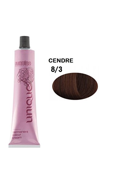 Subrina Professional , Unique, Permanent Hair Dye, 8/3 Light Ash Blonde, 100 ml