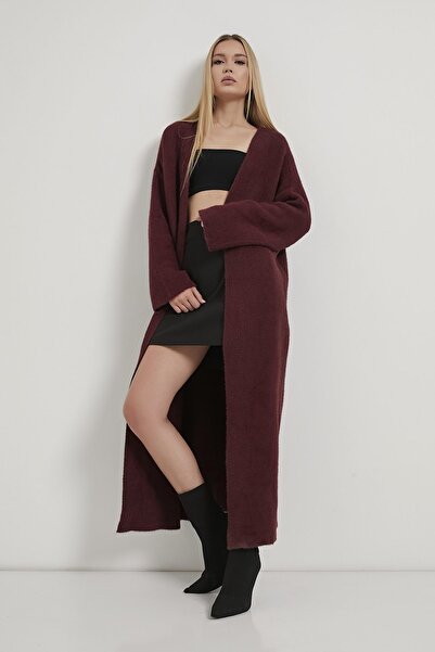 Arma Life Women's Basic Premium Daily Burgundy Long Knit Cardigan