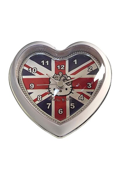 SANRIO Hello Kitty UK table clock with alarm, heart shape, 11 x 11 cm, ZR26322